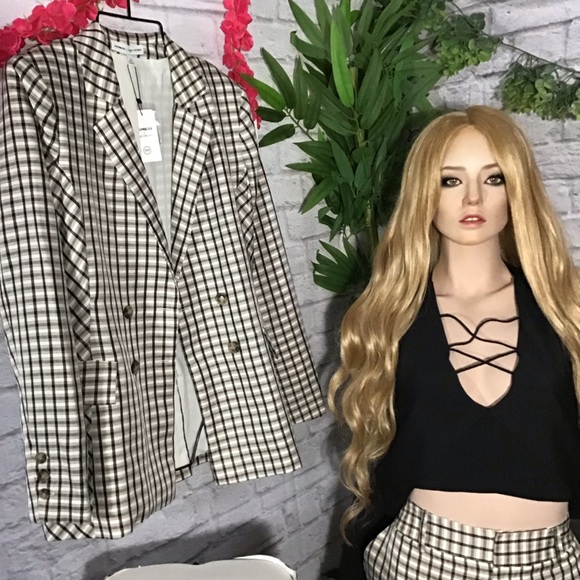 EXPRESS X Negin Mirsalehi plaid boyfriend Blazer - Picture 2 of 16